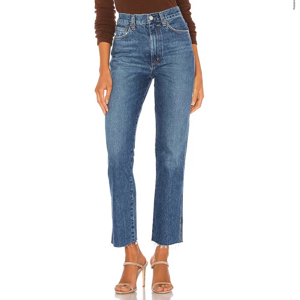 AGOLDE PINCH WAIST HIGH RISE KICK BLUE SIZE 27